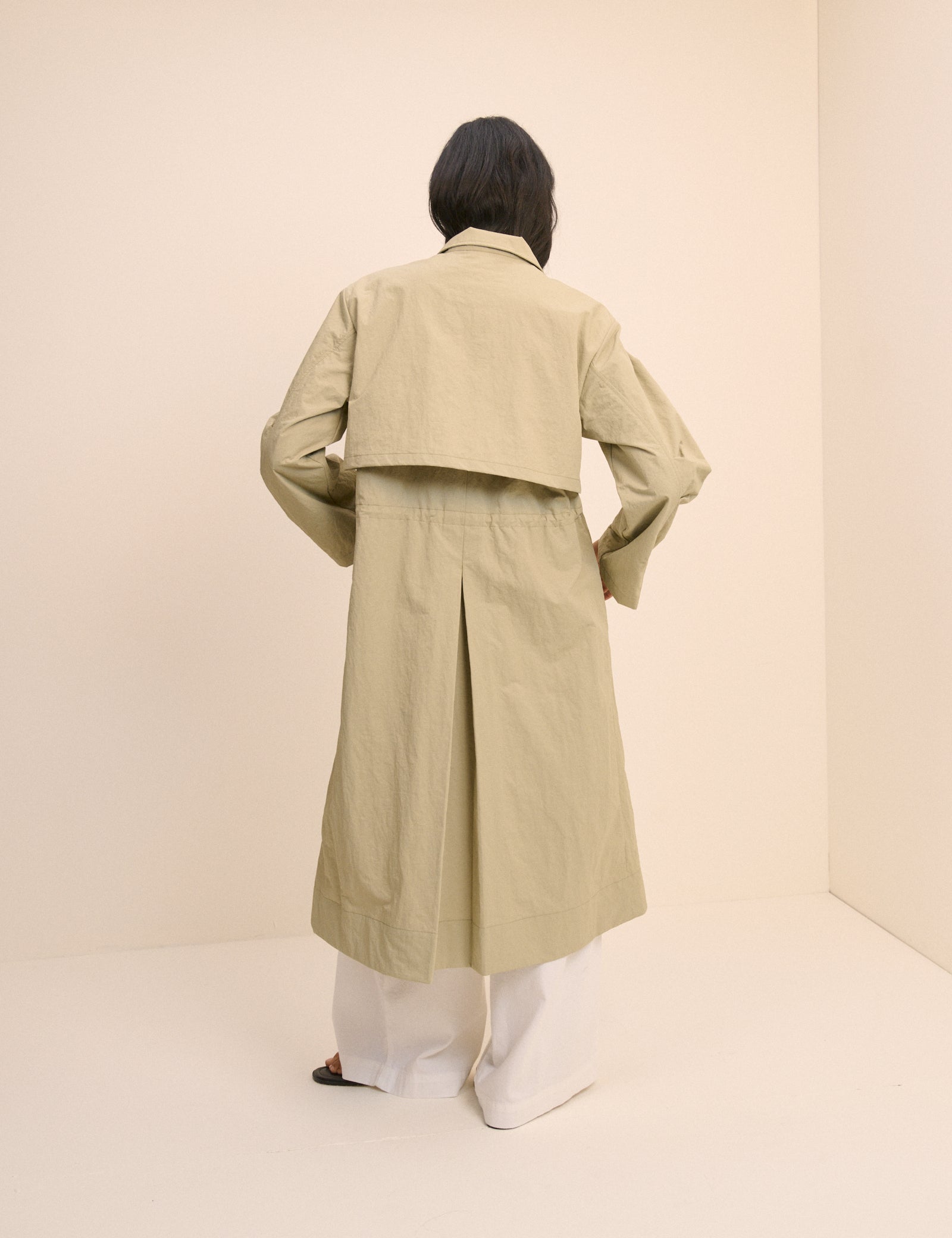Sage Green Longline Funnel Neck Parka Jacket