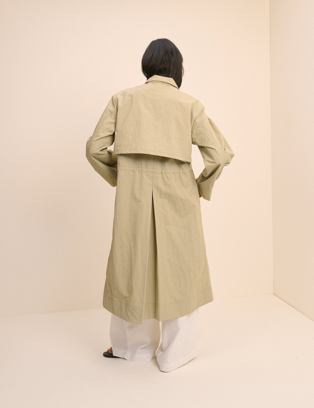 Sage Green Longline Funnel Neck Parka Jacket