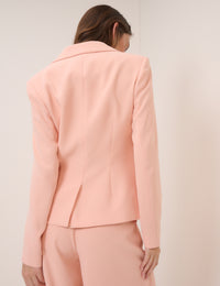 Peach Cinched Waist Crepe Blazer