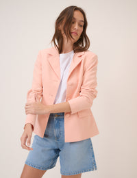 Peach Cinched Waist Crepe Blazer