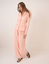 Peach Cinched Waist Crepe Blazer
