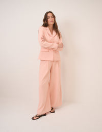 Peach Cinched Waist Crepe Blazer