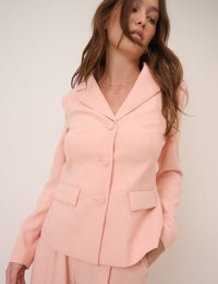Peach Cinched Waist Crepe Blazer