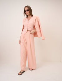 Peach Tailored Wide Leg Trousers