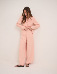 Peach Tailored Wide Leg Trousers