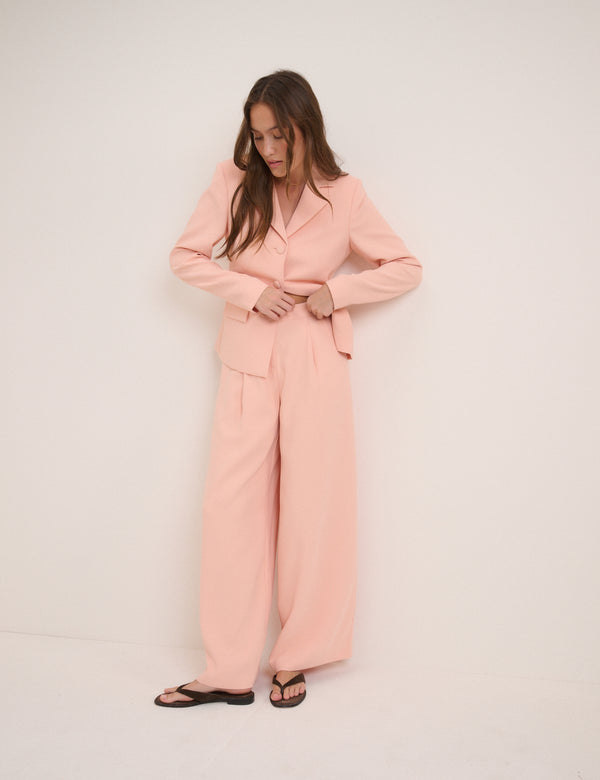 Peach Tailored Wide Leg Trousers