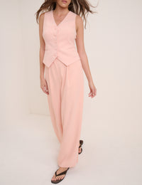 Peach Tailored Wide Leg Trousers
