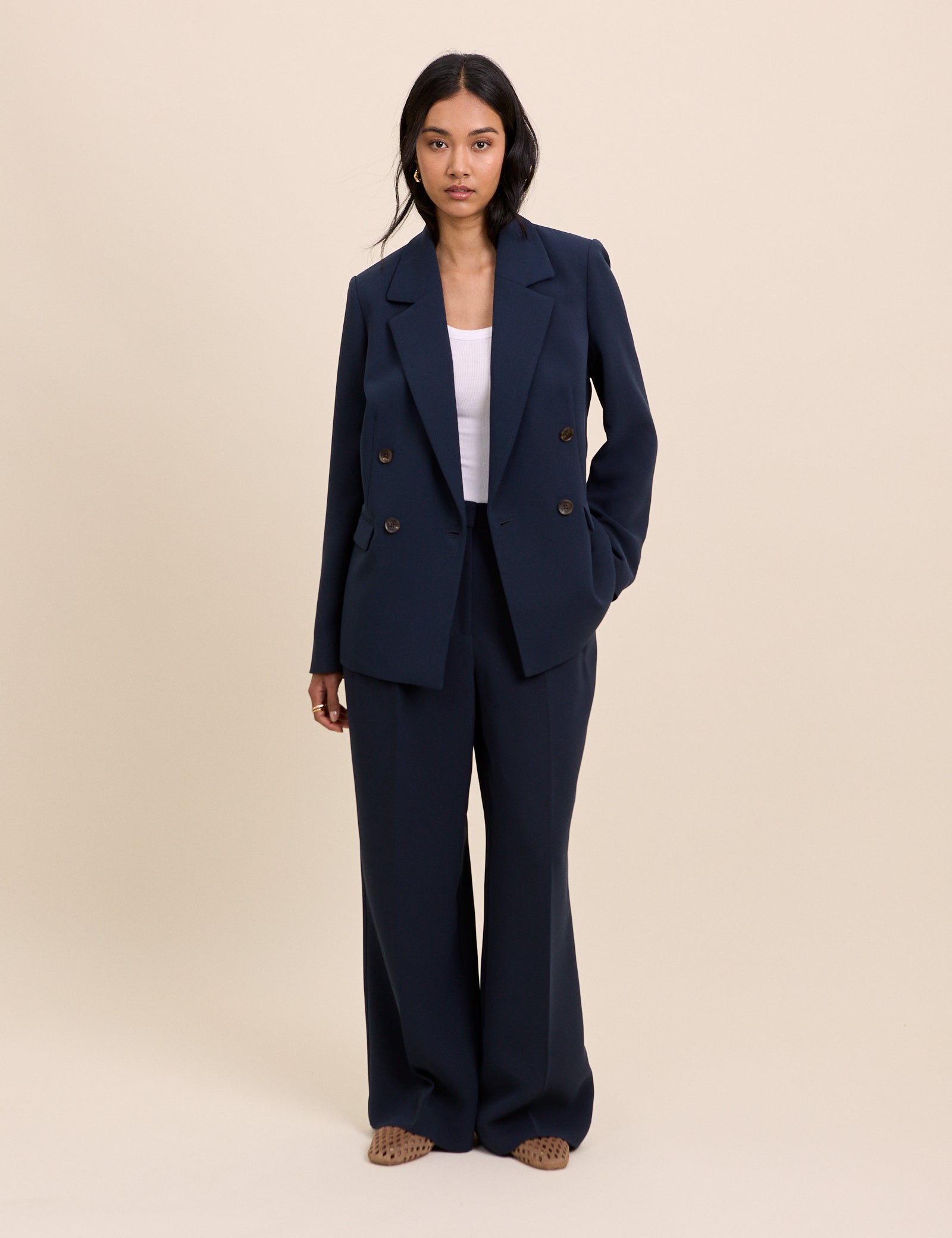 navy blue blazer dress women Raw Edge Deconstructed Navy Blazer Dress