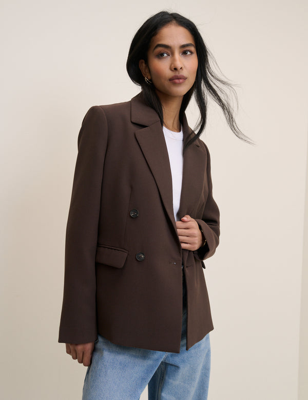 Brown Double Breasted Alicia Blazer