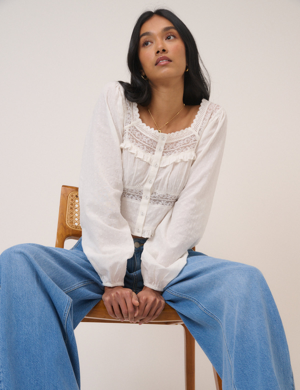 White Dobby Textured Blouse