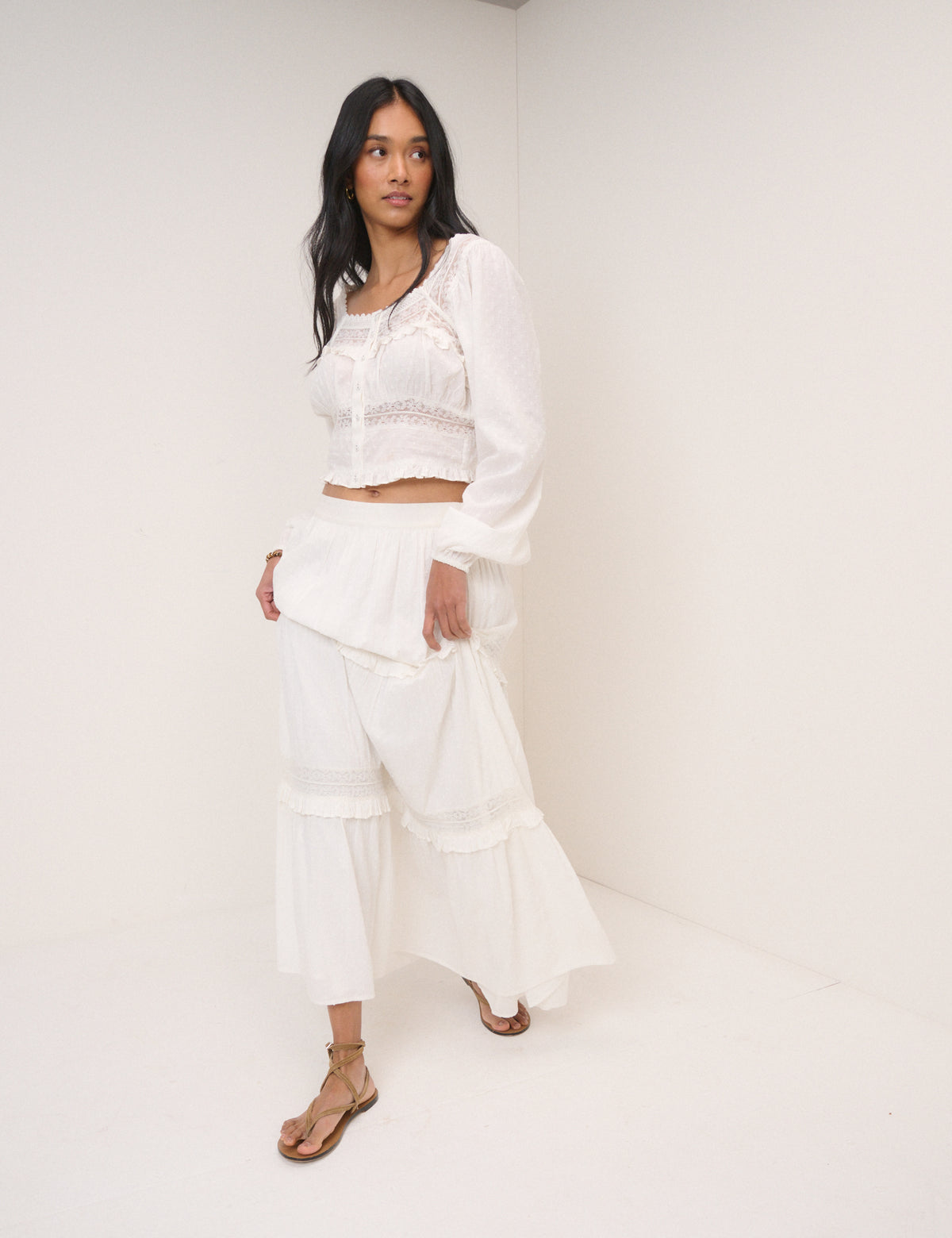 White Dobby Textured Blouse