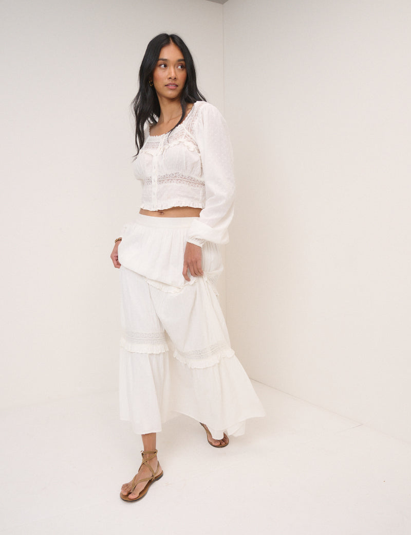 White Dobby Textured Blouse