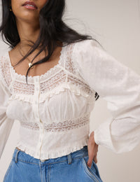 White Dobby Textured Blouse