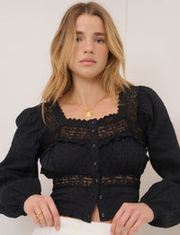 Black Long Sleeve Lace Top