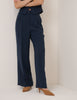 Navy Wide Leg Jax Crepe Trousers