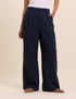 Navy Wide Leg Jax Crepe Trousers
