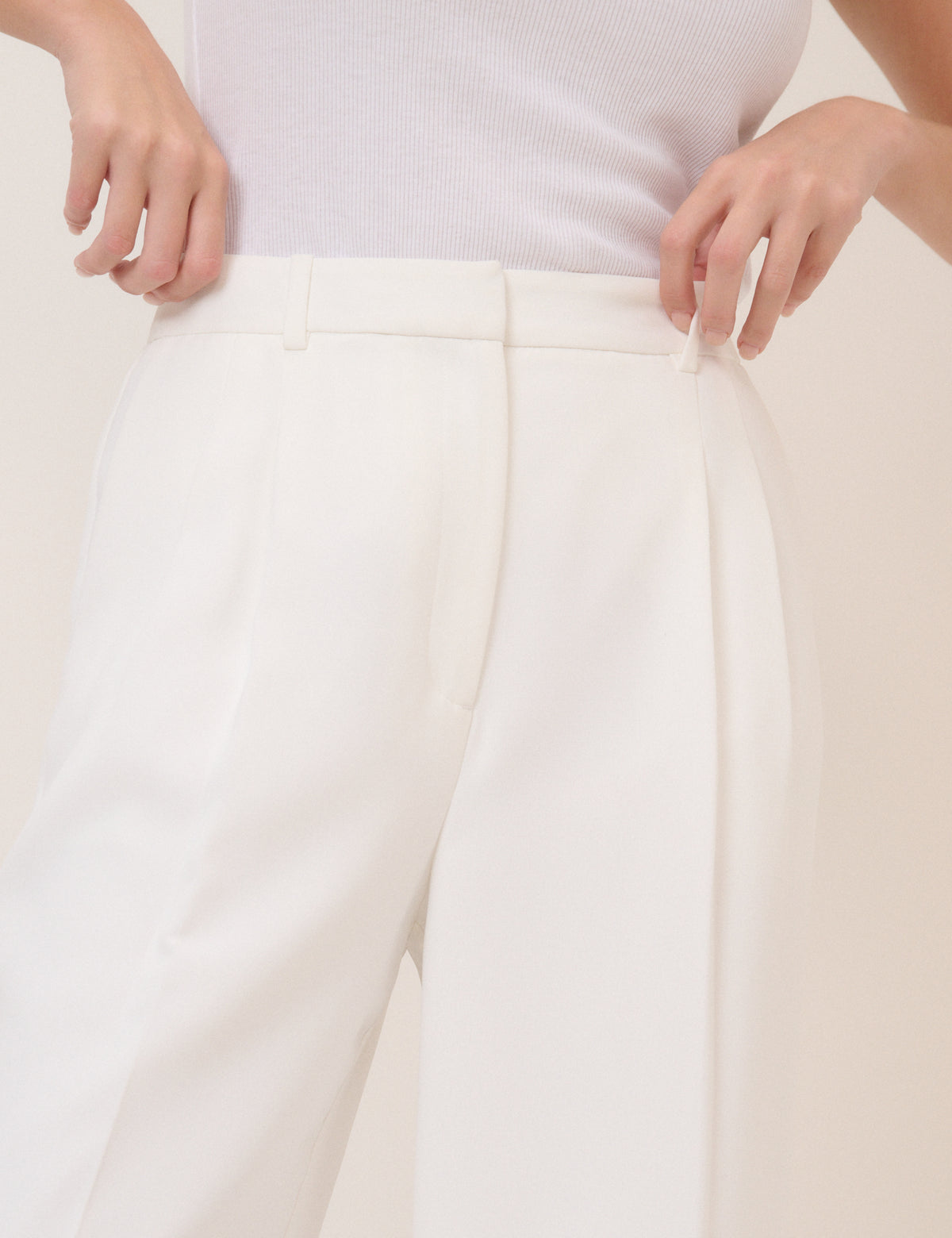 White Wide Leg Jax Crepe Trousers