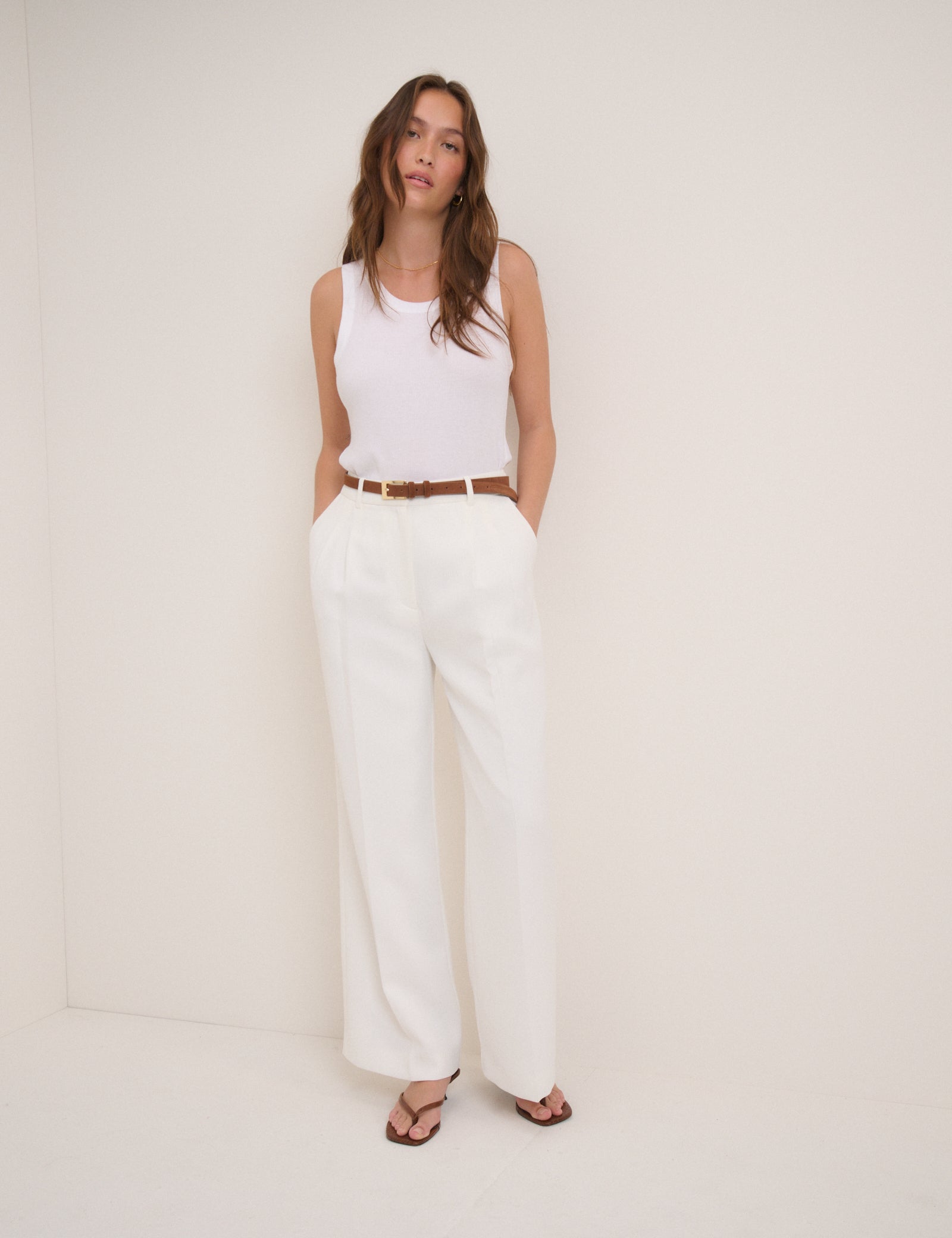 White Tailored Jax Crepe Trousers