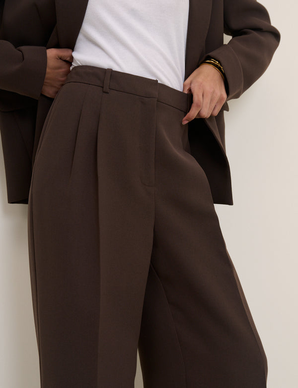 Brown Wide Leg Jax Crepe Trousers