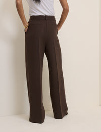 Brown Wide Leg Jax Crepe Trousers