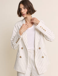 White Pinstripe Double Breasted Blazer