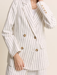 White Pinstripe Double Breasted Blazer