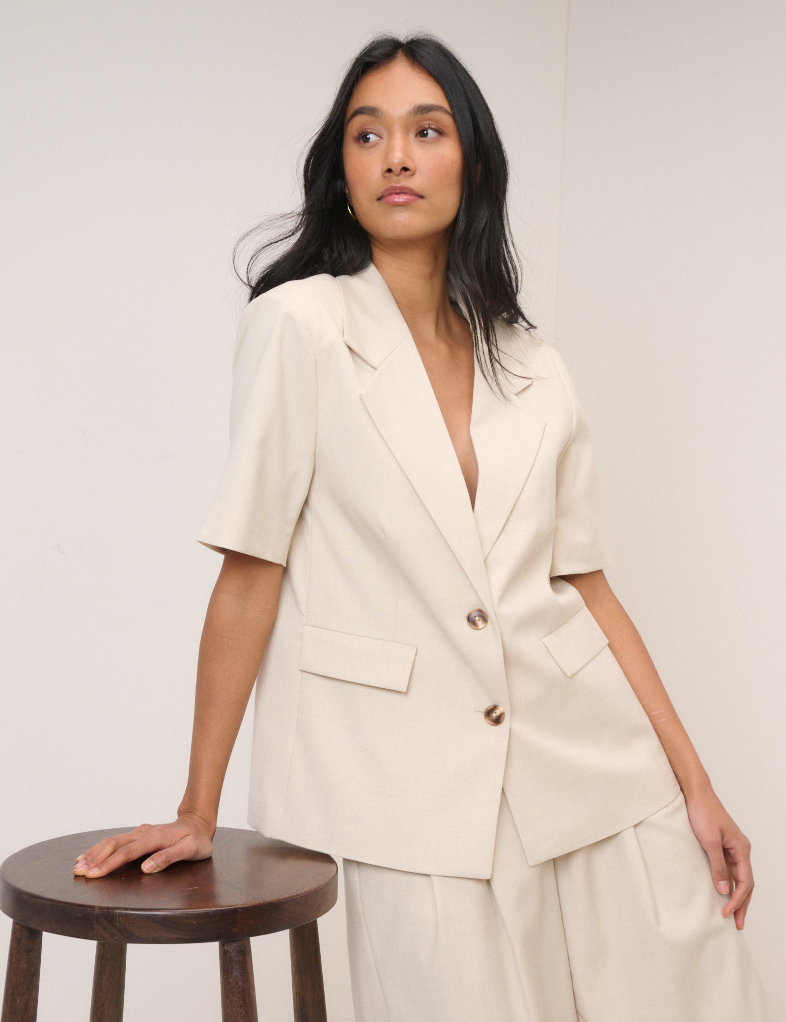 Stone Short Sleeve Relaxed Blazer