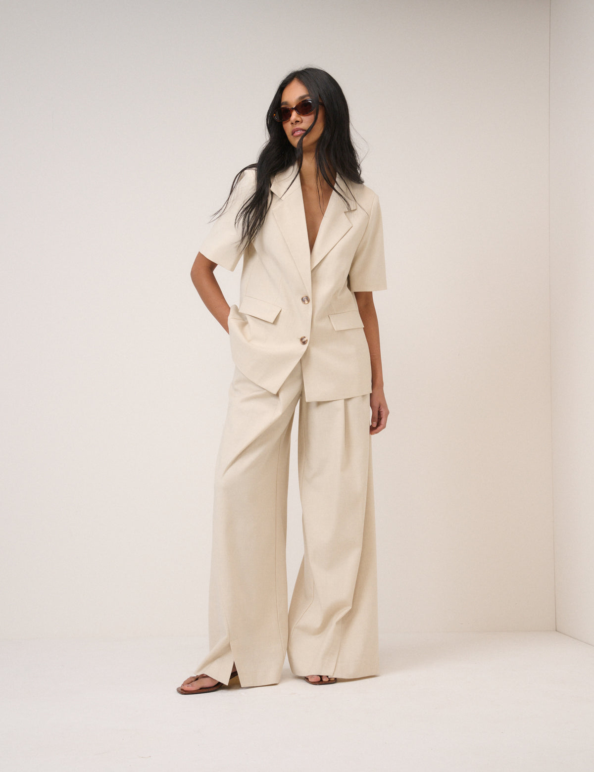Stone Short Sleeve Relaxed Blazer