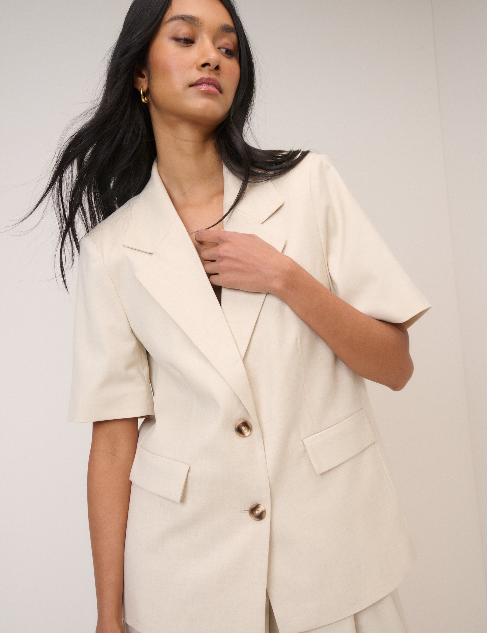 Stone Short Sleeve Relaxed Blazer