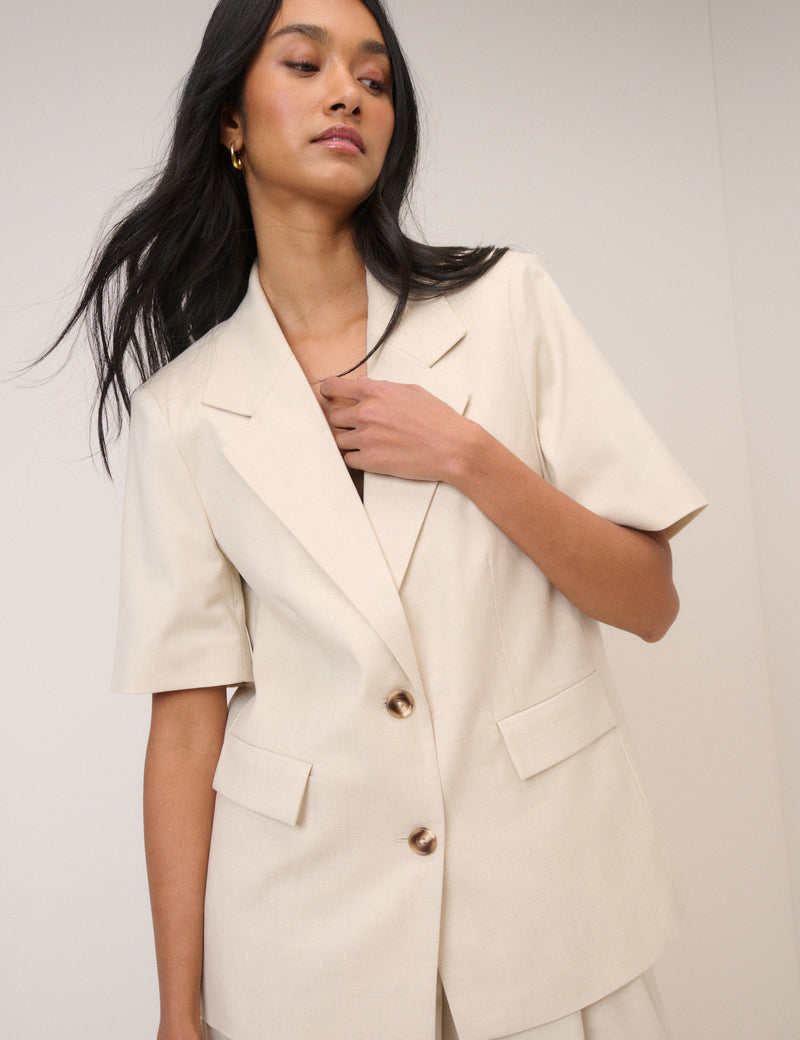 Stone Short Sleeve Relaxed Blazer