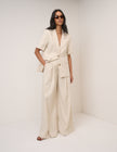 Stone Pleated Wide Leg Tailored Trousers