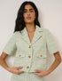 Green Check Short Sleeve Boucle Jacket