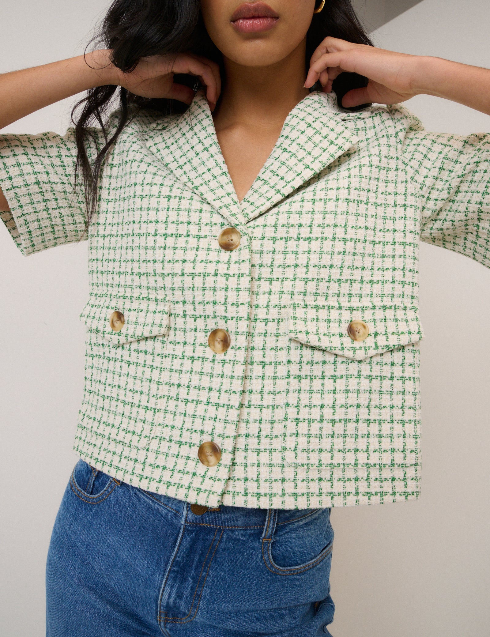 Short Sleeved Boucle Jacket