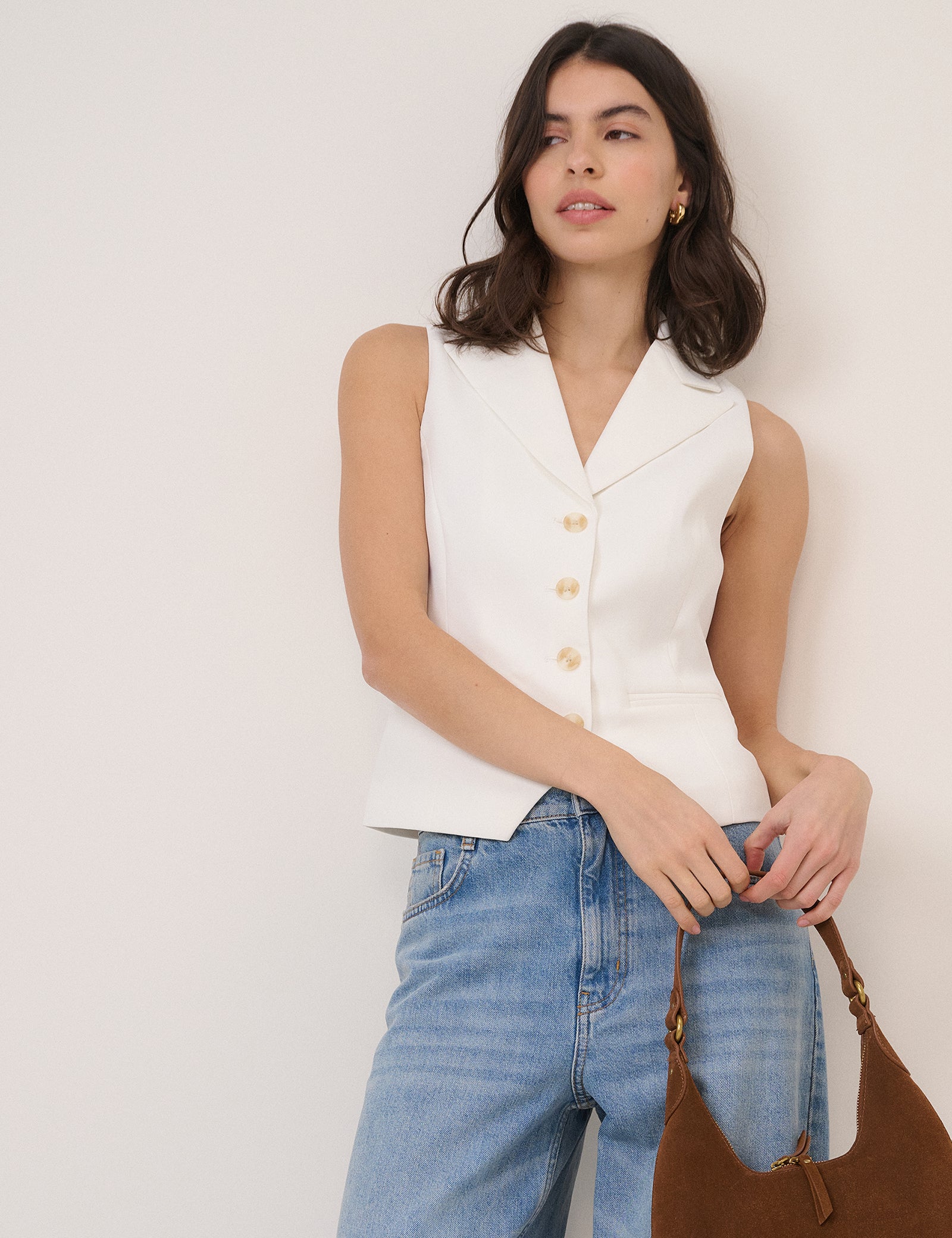 White Revere Collar Waistcoat