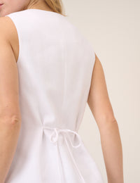 White Longline Tailored Waistcoat