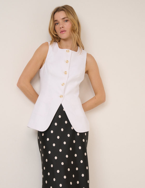 White Longline Tailored Waistcoat