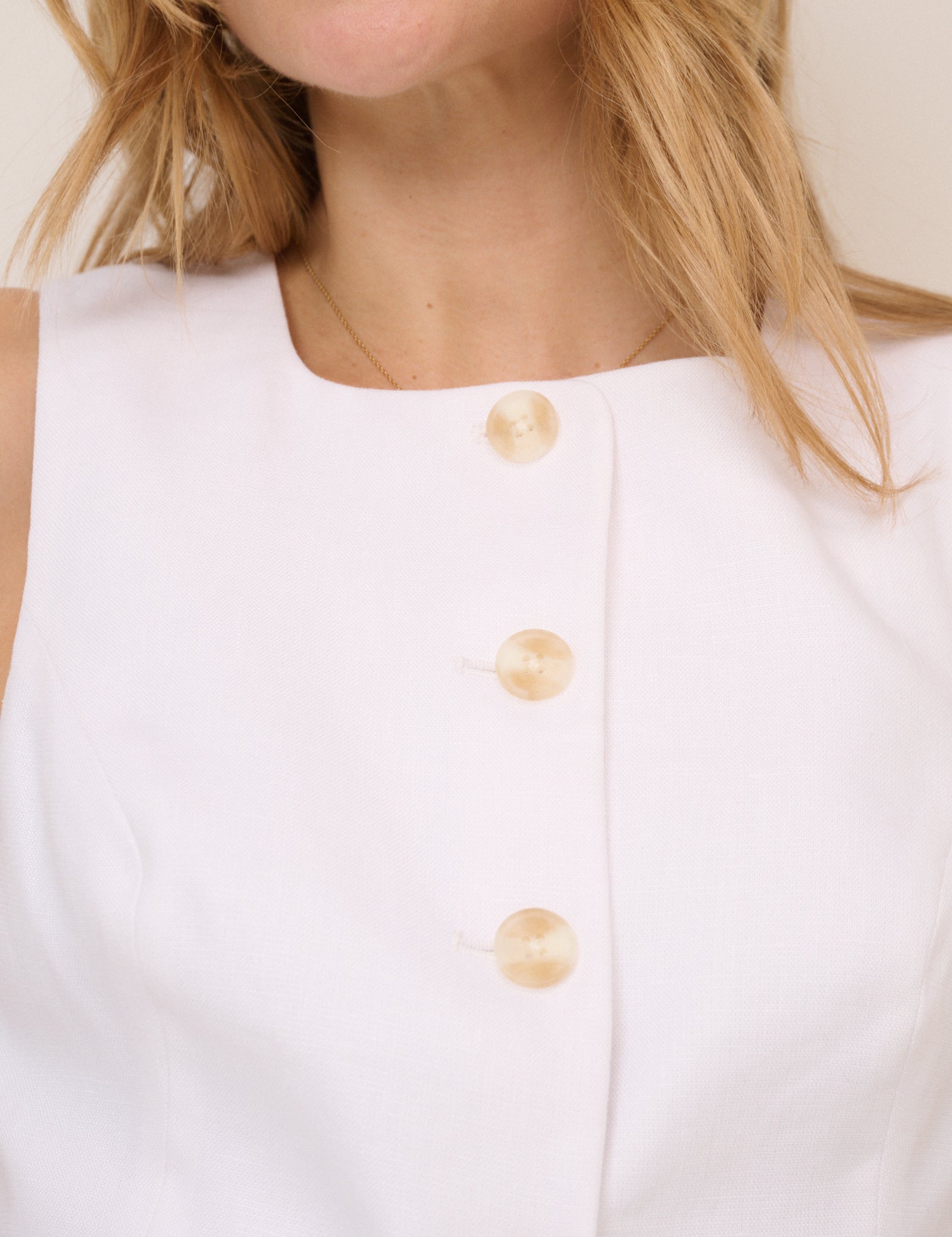 White Longline Tailored Waistcoat