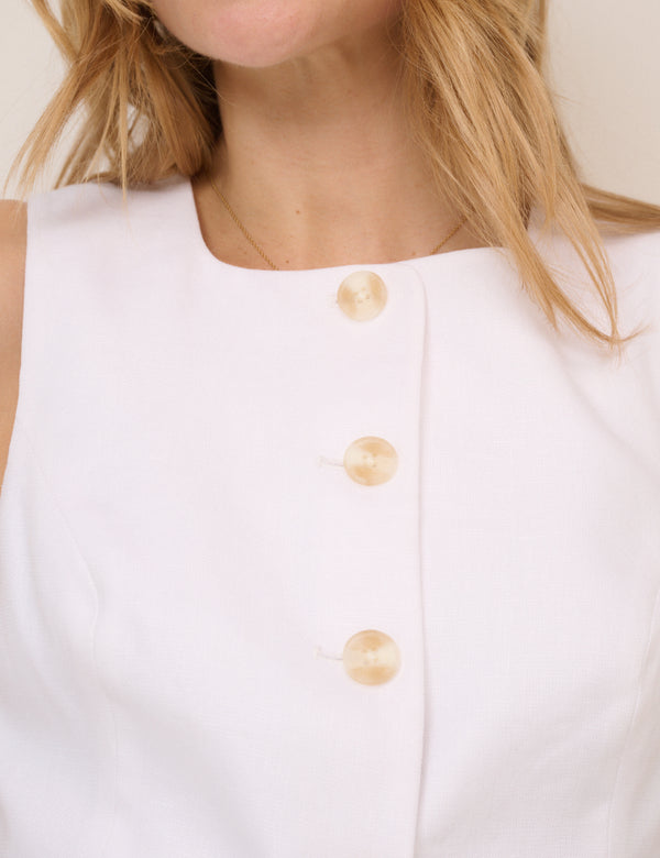 White Longline Tailored Waistcoat