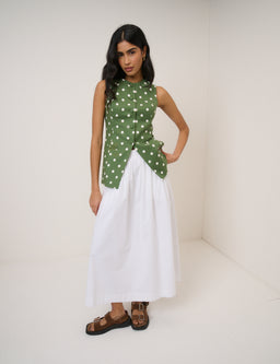 Green Polka Dot Longline Tailored Waistcoat