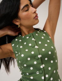 Green Polka Dot Longline Tailored Waistcoat