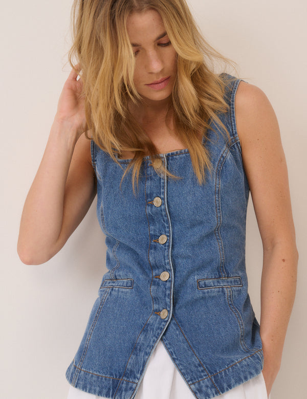 Blue Denim Waistcoat