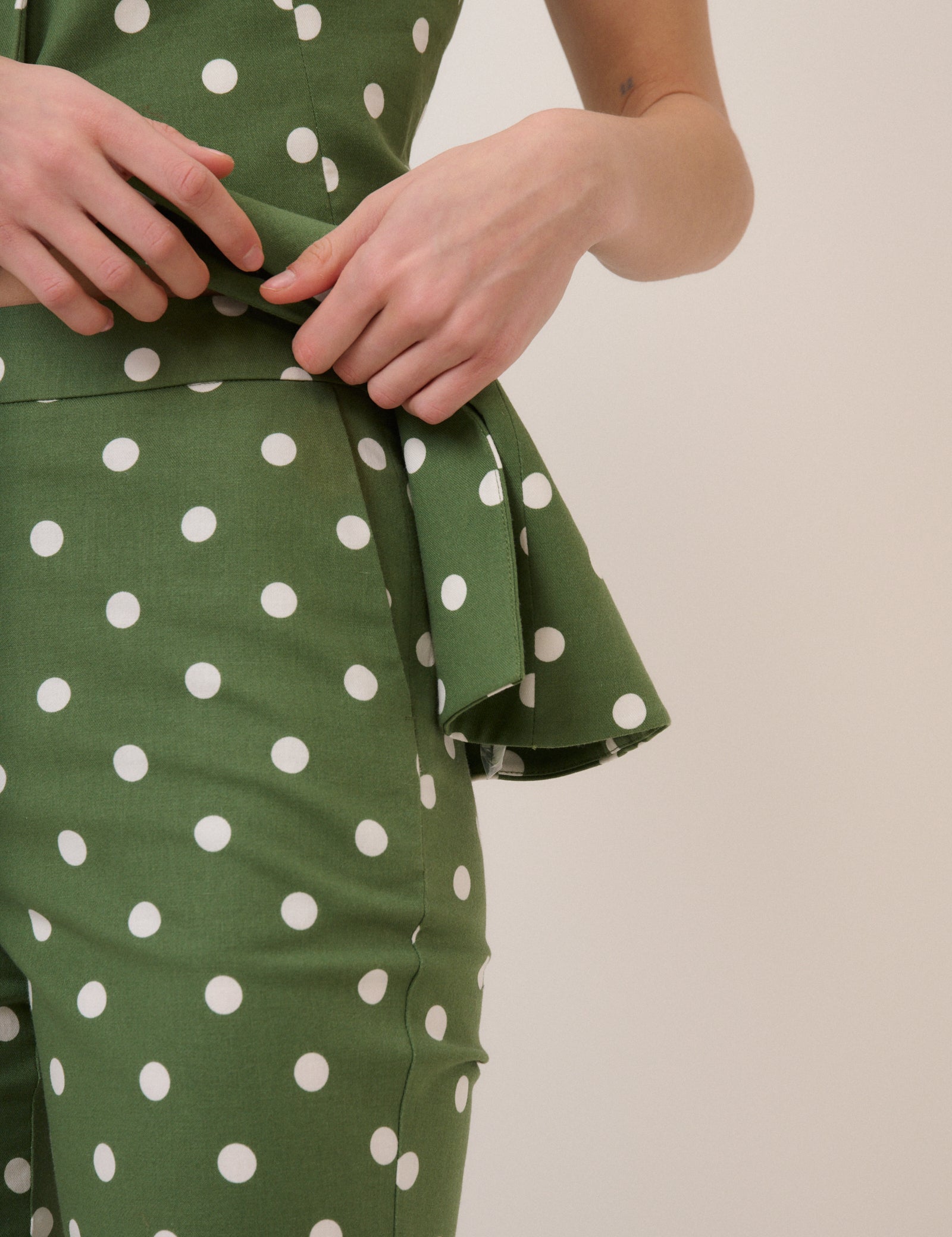 Green Polka Dot Capri Trousers
