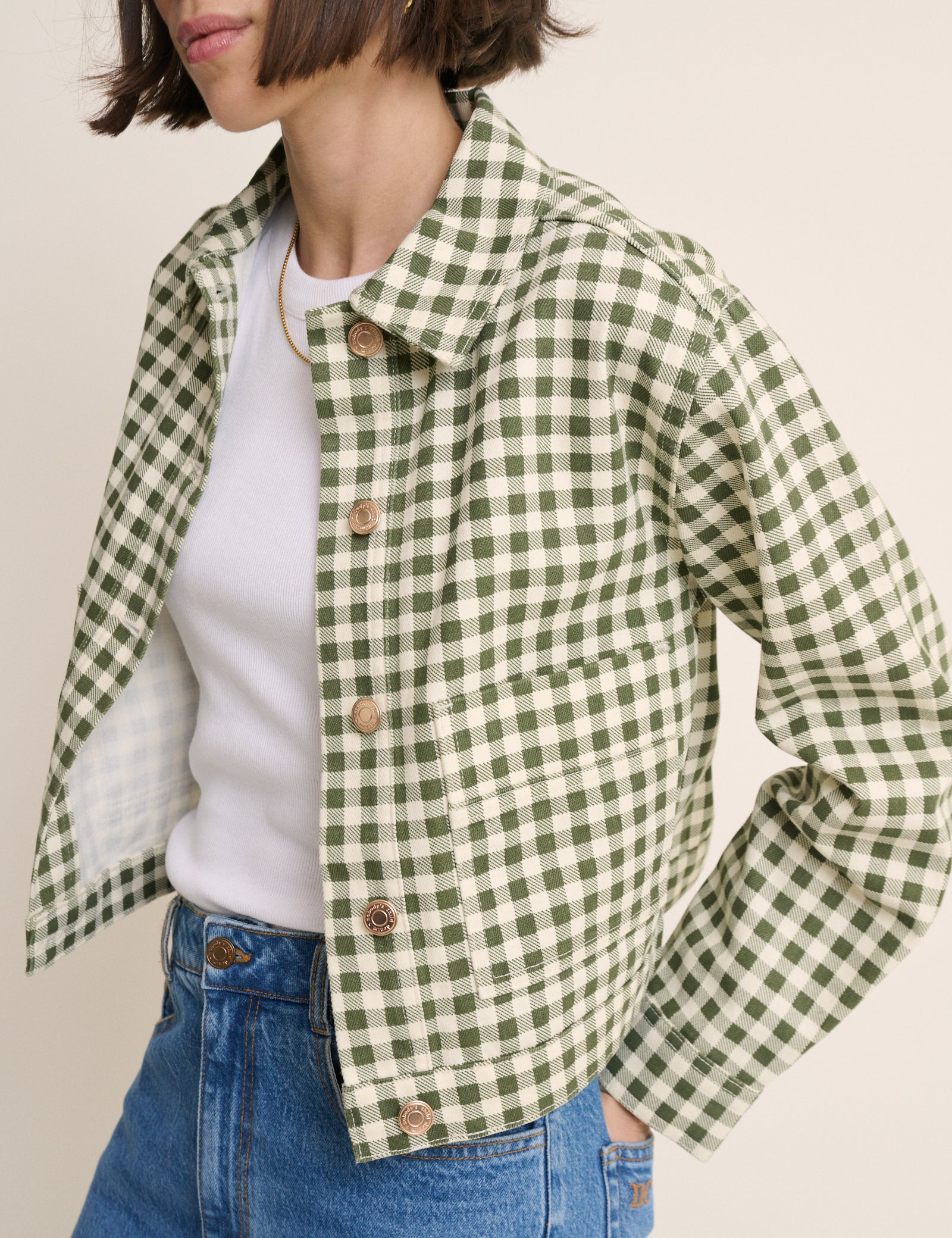 Green Gingham Boxy Jacket