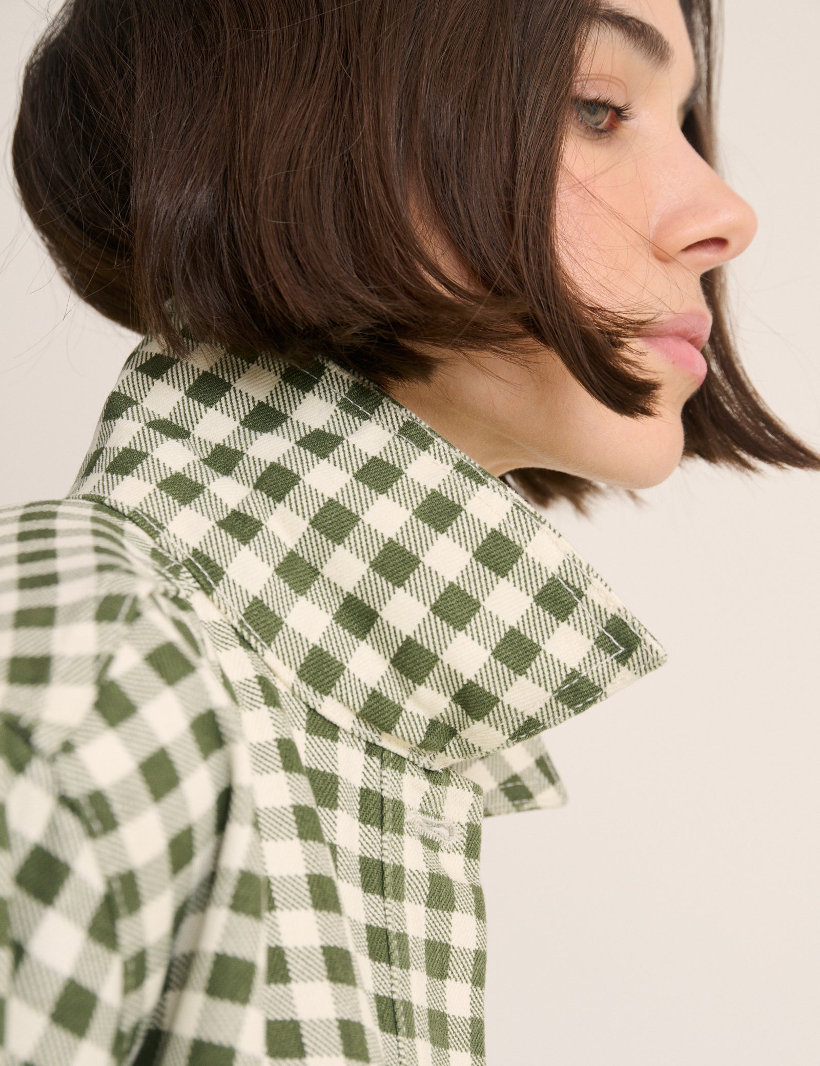 Green Gingham Boxy Jacket