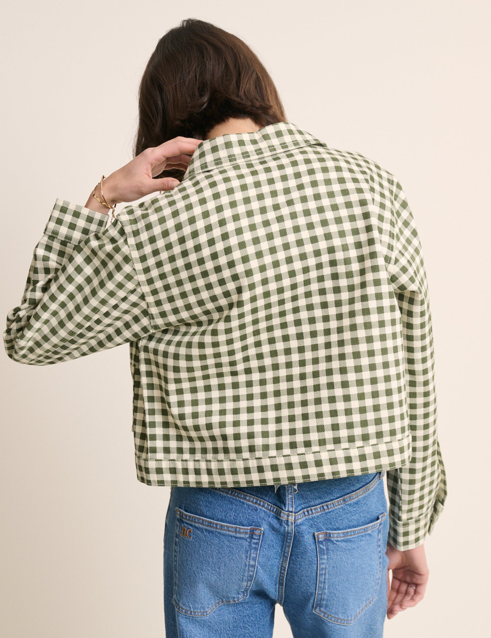 Green Gingham Boxy Jacket