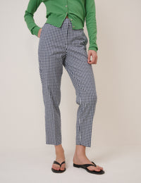 Blue Gingham Cigarette Trousers