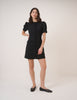Black Short Sleeved Tailored Mini Dress