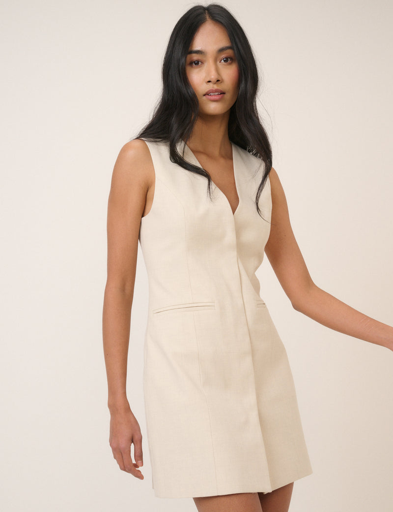 Cream Sleeveless Mini Dress
