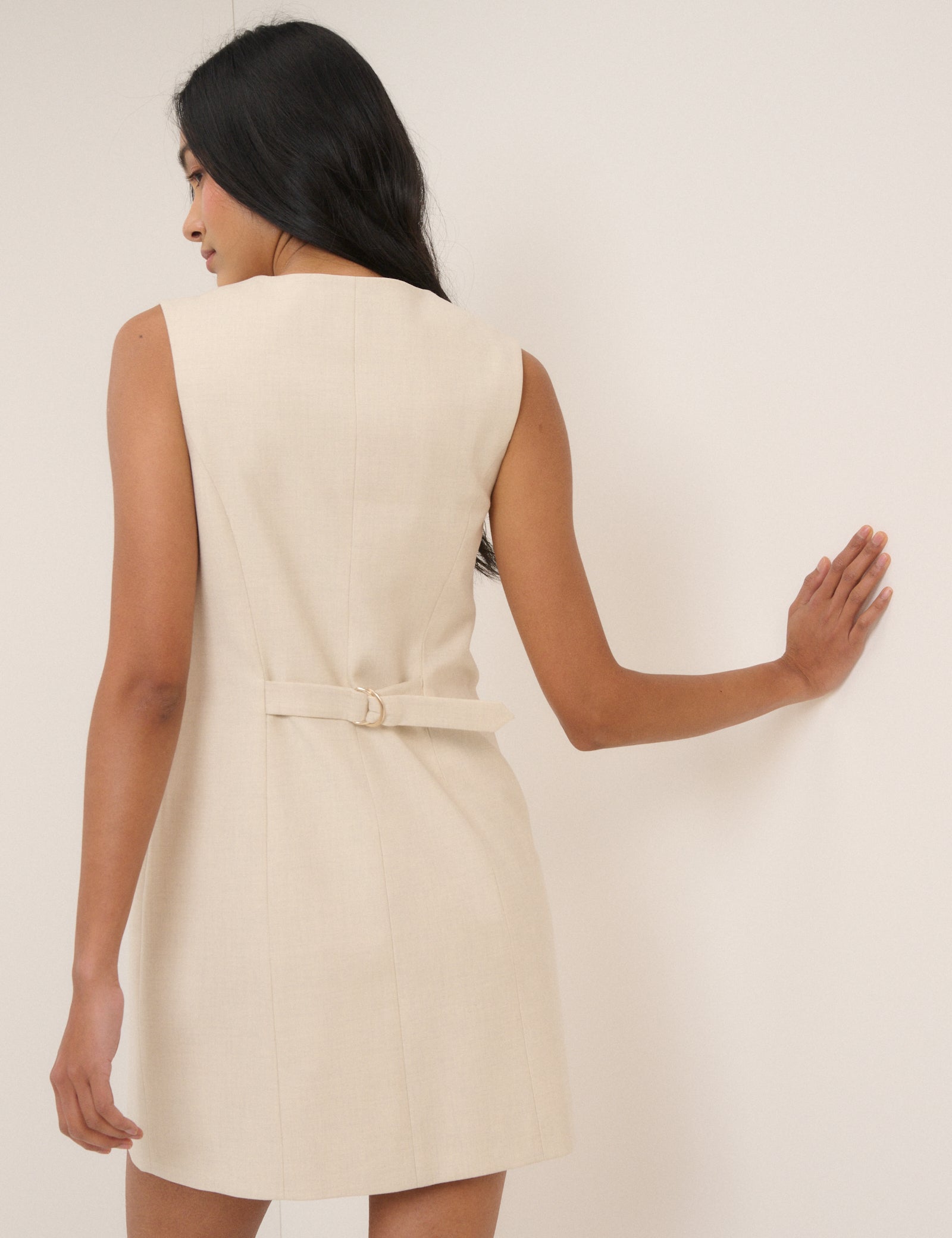 Cream Tailored Sleeveless Mini Dress Cream Tailored Sleeveless Mini Dress