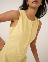Yellow Button Through Tailored Polly Mini Dress
